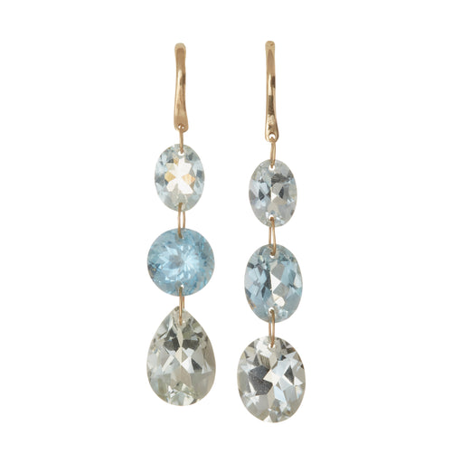 5 Octobre Green Amethyst Triple Drop Gem Earrings Timeless Martha's Vineyard 