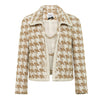 Edward Achour Cream Beige Chain Houndstooth Crop Jacket