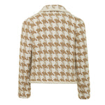 Edward Achour Cream Beige Chain Houndstooth Crop Jacket