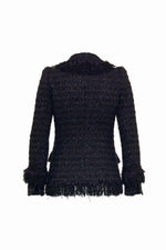 Maison Common Black Metallic Tweed Jacket with Plastron