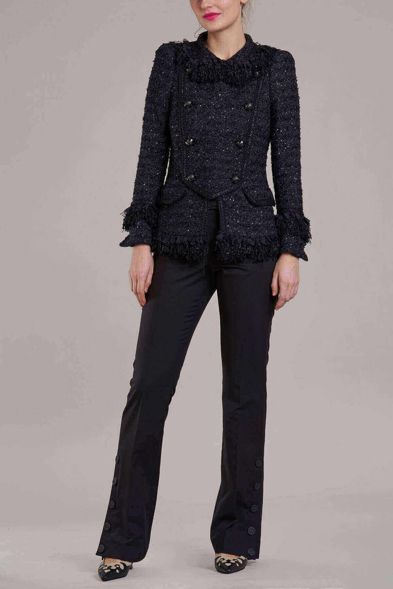 Maison Common Black Metallic Tweed Jacket with Plastron