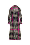 Long Tweed Coat with Fringe - Black + Pink