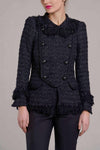 Maison Common Black Metallic Tweed Jacket with Plastron Timeless Martha's Vineyard 