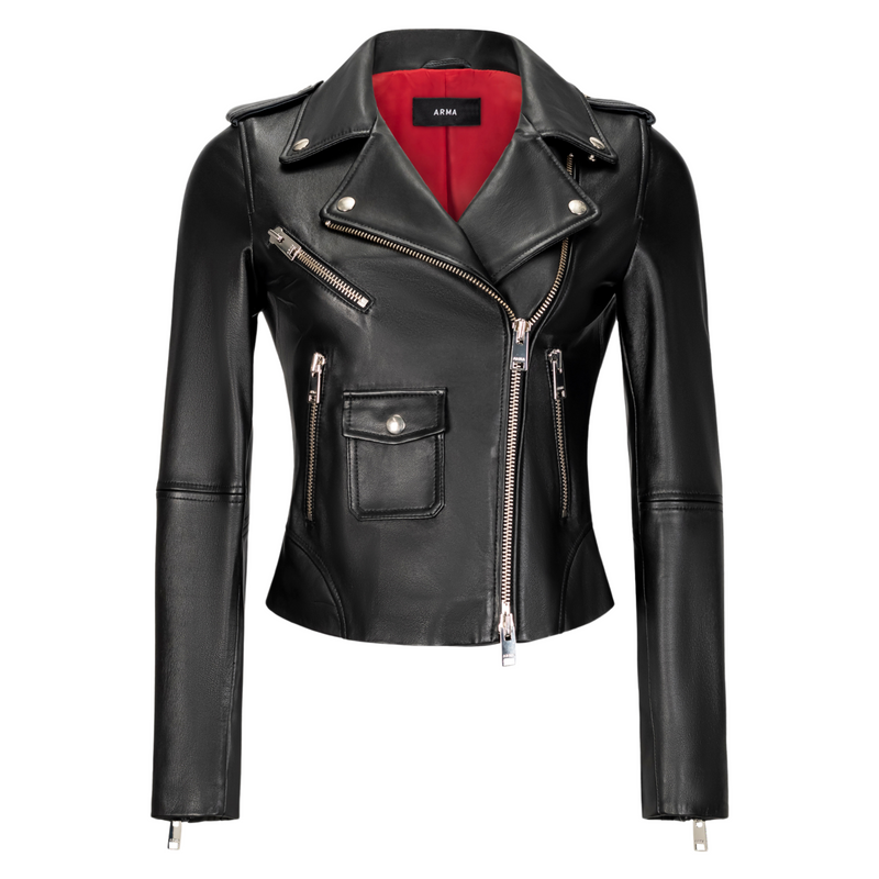 Arma Delhi Leather Biker Jacket Black Timeless Martha's Vineyard