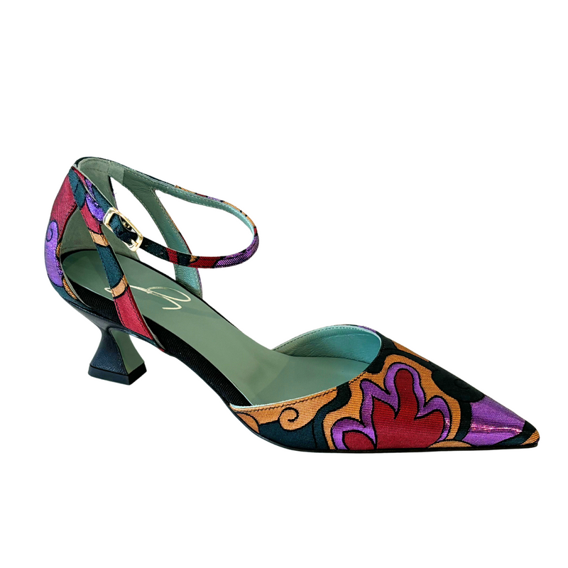 Paola D'Arcano Printed Jacquard Kitten Heel Timeless Martha's Vineyard 