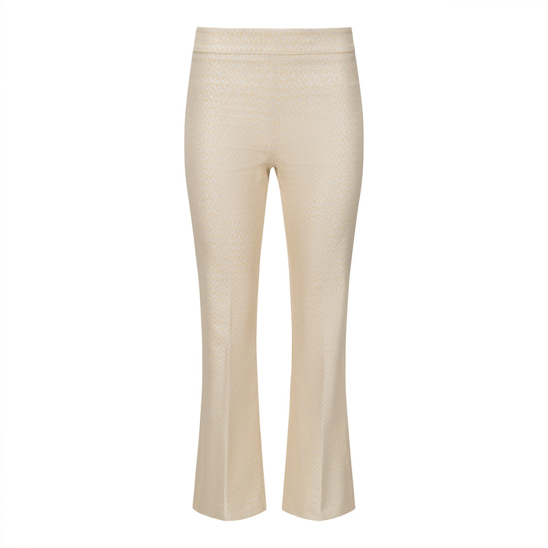 Susan Jacquard Cropped Pant - Cream Lurex