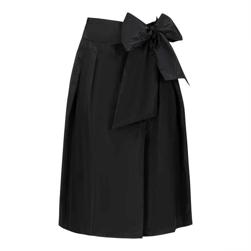 Natan Aleda Black Belted Taffeta Midi Skirt Timeless Martha's Vineyard 