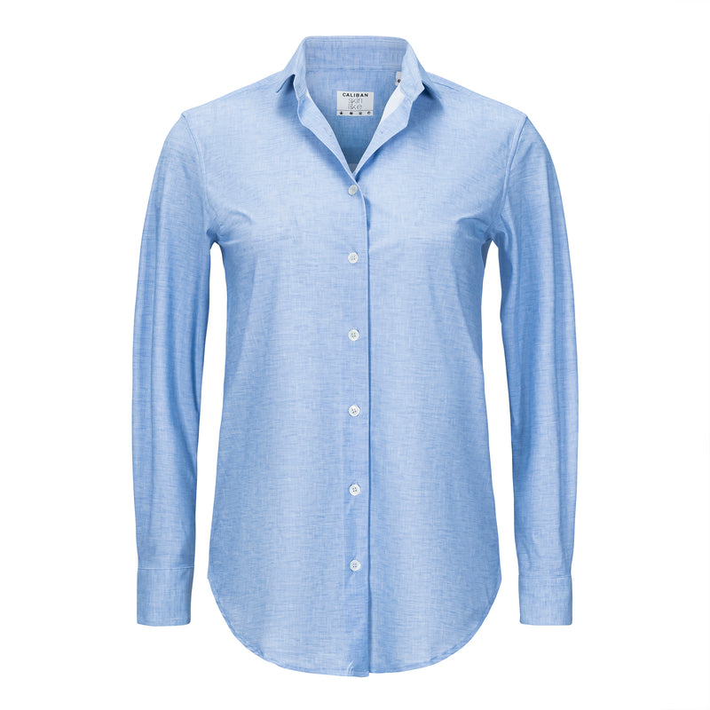 Caliban Chambray Blue Skin-Like Relaxed Button Down 