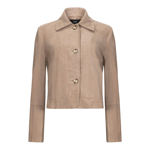 Arma Leather Emy Taupe Grey Suede Jacket 