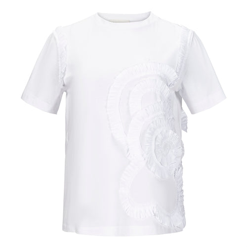 MeiMeij White Ruffle Detail T-Shirt Timeless Martha's Vineyard 