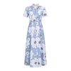 Purotatto Blue + Grey Floral Stripe Midi Shirt Dress Timeless Martha's Vineyard 