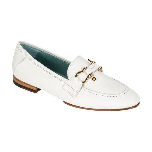 Paola D'Arcano Ivory Leather Loafer with Gold Toggle Timeless Martha's Vineyard 