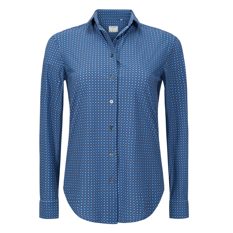 Skin-Like Relaxed Button Down - Blue Medallion