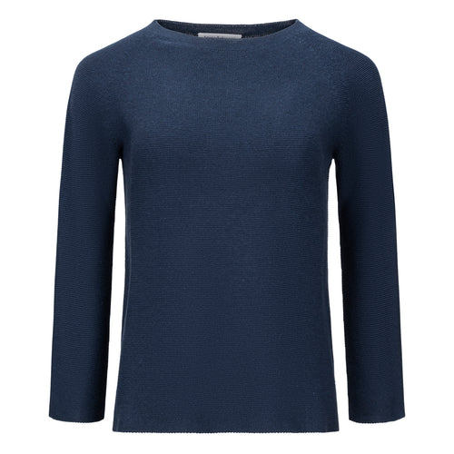 Amina Rubinacci Navy Monello Raglan Cotton Sweater Timeless Martha's Vineyard 