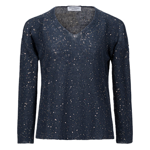 Amina Rubinacci Oscuro Sequins Cotton V-Neck Sweater Timeless Martha's Vineyard 