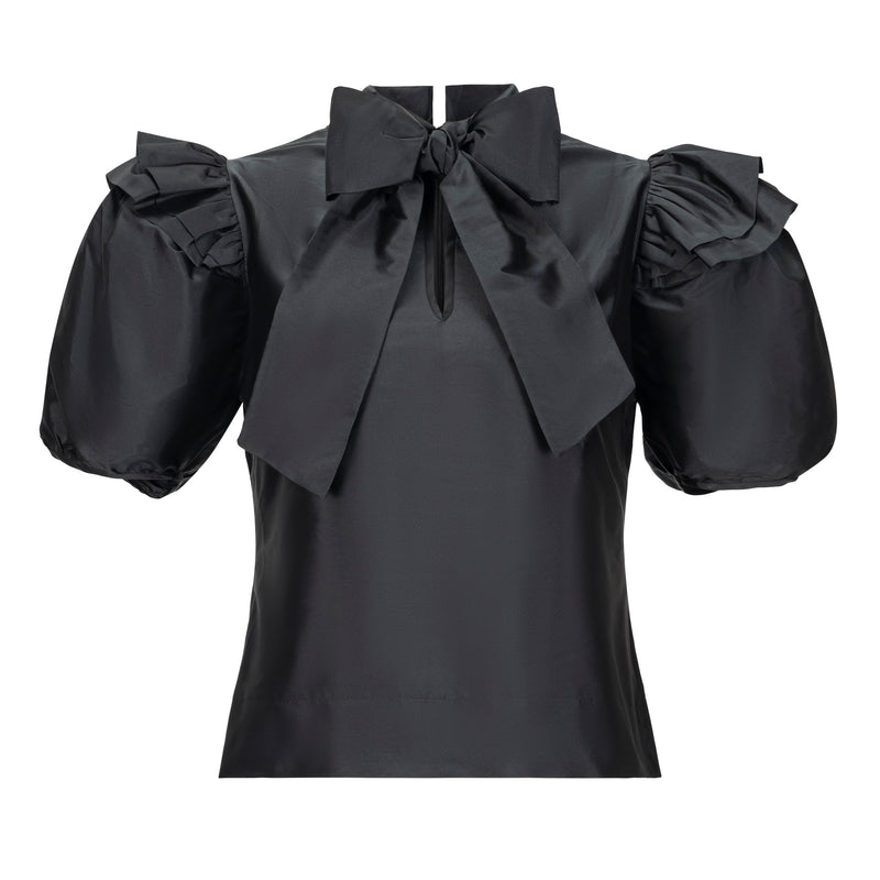 And Tate Irish Designer Black Ruffle Taffeta Blouse  Timeless Martha's Vineyard 