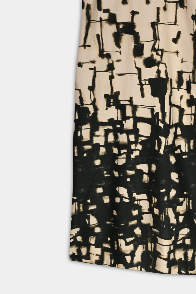 Natan Alpi Black + Cream Abstract Print Maxi Dress