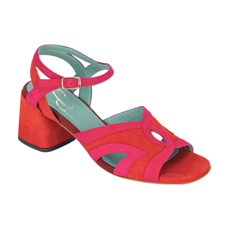 Paola D'Arcano Pink Suede Open Toe Block Heel Sandal Timeless Martha's Vineyard 