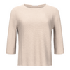 3/4 Sleeve Fitted Cotton Sweater - Beige