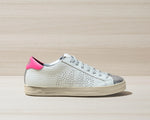 P448 John Peakary White + Pink Tumbled Leather Sneaker Timeless Martha's Vineyard 