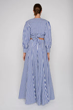 Lavi Full Length Wide Leg Blue + White Stripe Pant Timeless Martha's Vineyard 