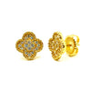 Pave Clover Shape Vermeil Stud Earrings