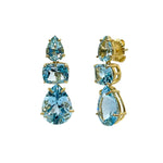 3-Tier Cushion-cut and Pear-Shape Blue Topaz Drop Earrings Timeless Martha's Vineyard