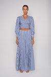 Lavi Full Length Wide Leg Blue + White Stripe Pant Timeless Martha's Vineyard 