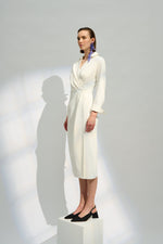 Natan Ando Ivory Structured Jersey Midi Dress Timeless Martha's Vineyard 