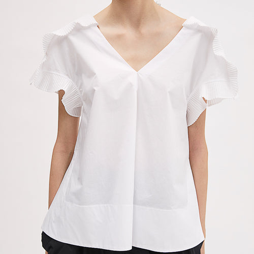 Meimeij V Neck Top - White Timeless Martha's Vineyard