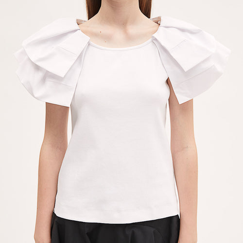 Meimeij Flutter Sleeve Top - White Timeless Martha's Vineyard