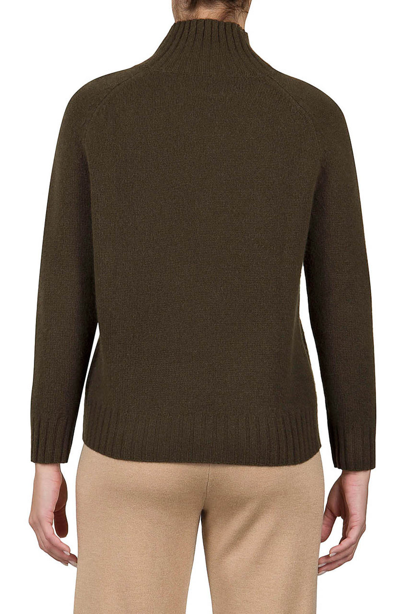 Purotatto Mock Neck Cashmere Sweater in Boar Brown Timeless Martha's Vineyard