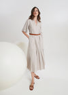 Purotatto Pink Elbow Sleeve Cotton Midi Dress Timeless Martha's Vineyard 