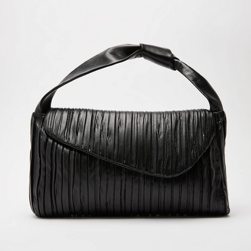 Biagini Softissima Ruched Nero Leather Bag Timeless Martha's Vineyard 