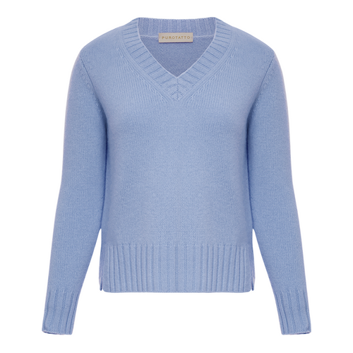 Purotatto Cashmere V-Neck - Sky Blue Timeless Martha's Vineyard