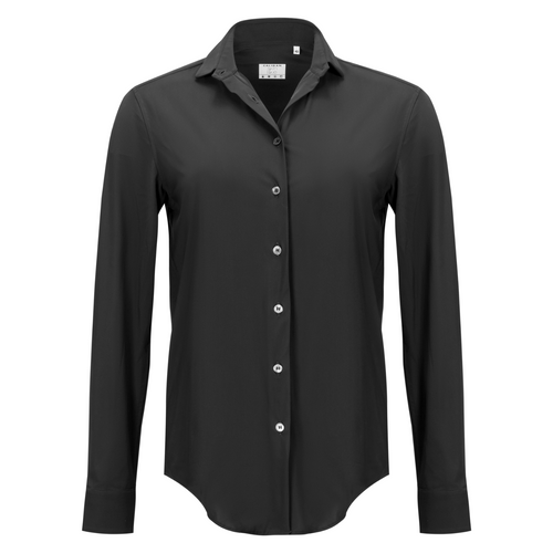 Caliban Black Skin-Like Button Down Boyfriend Shirt Timeless Martha's Vineyard 