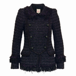 Maison Common Black Metallic Tweed Jacket with Plastron Timeless Martha's Vineyard 