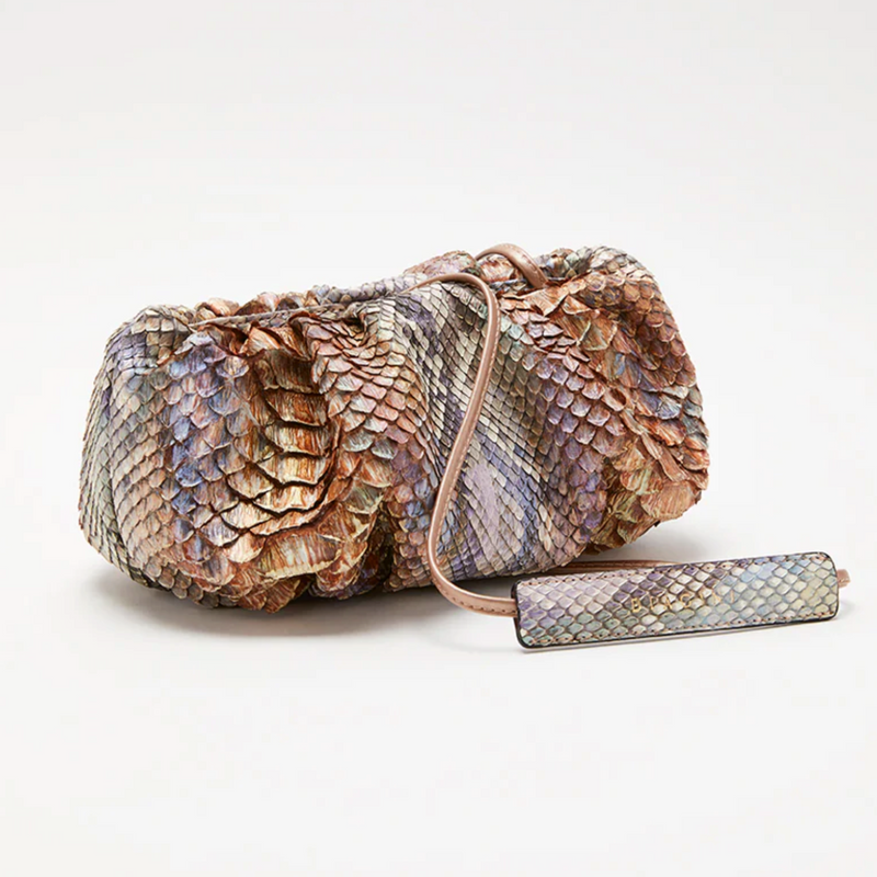 Biagini Burnt Mini Genuine Python Crossbody Clutch Timeless Martha's Vineyard 