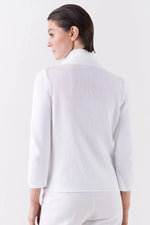 Creta Zip Up Cotton Sweater - White